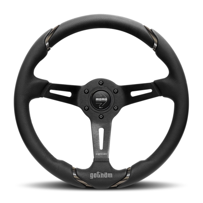 Momo Gotham Steering Wheel 350 mm - Black Leather/Black Spokes