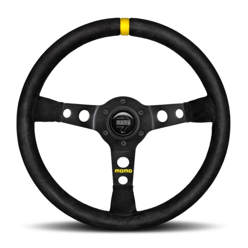 Momo MOD07 Steering Wheel 350 mm -  Black Suede/Black Spokes/1 Stripe