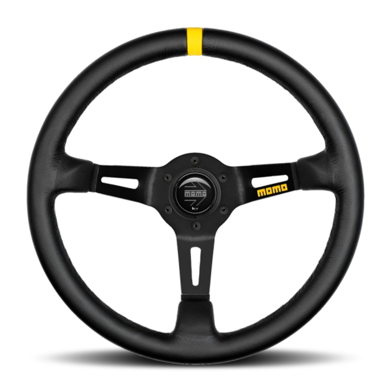 Momo MOD08 Steering Wheel 350 mm -  Black Leather/Black Spokes/1 Stripe