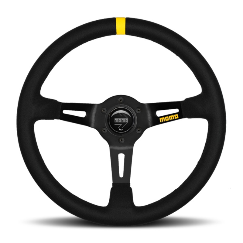 Momo MOD08 Steering Wheel 350 mm -  Black Suede/Black Spokes/1 Stripe