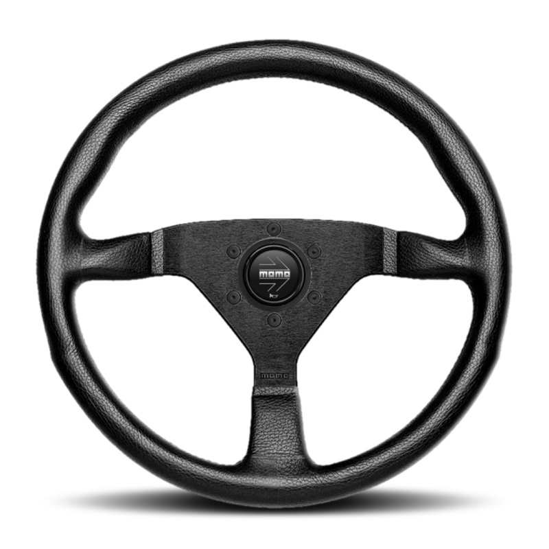 Momo Montecarlo Steering Wheel 320 mm - Black Leather/Red Stitch/Black Spokes