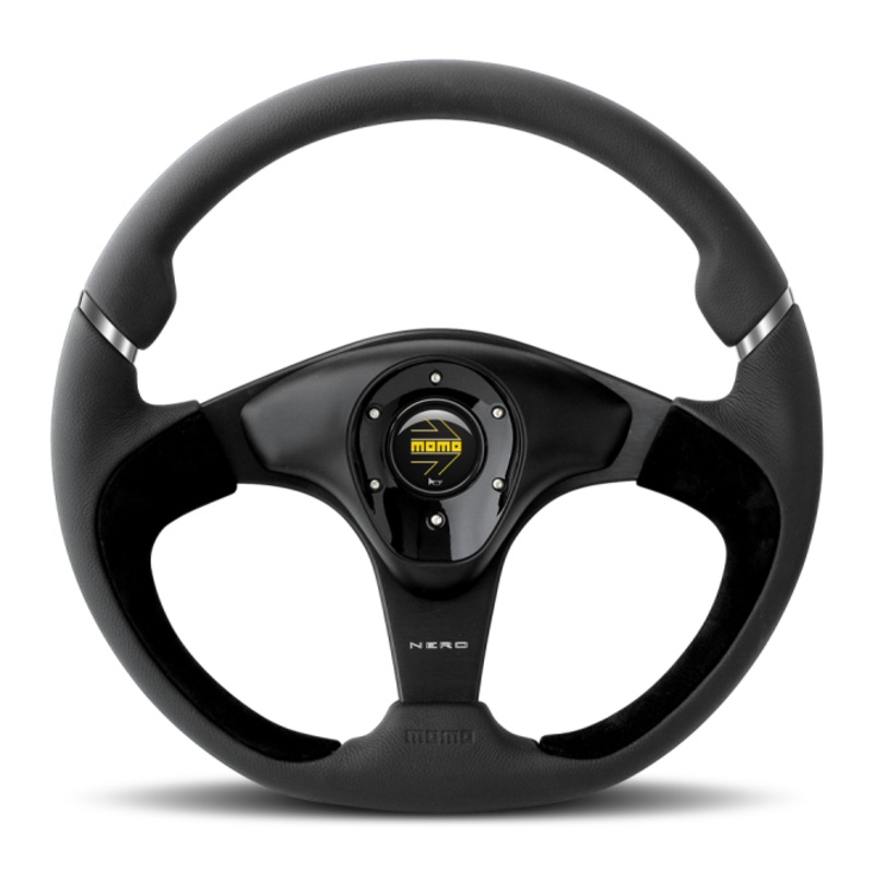 Momo Nero Steering Wheel 350 mm - Black Leather/Suede/Black Spokes