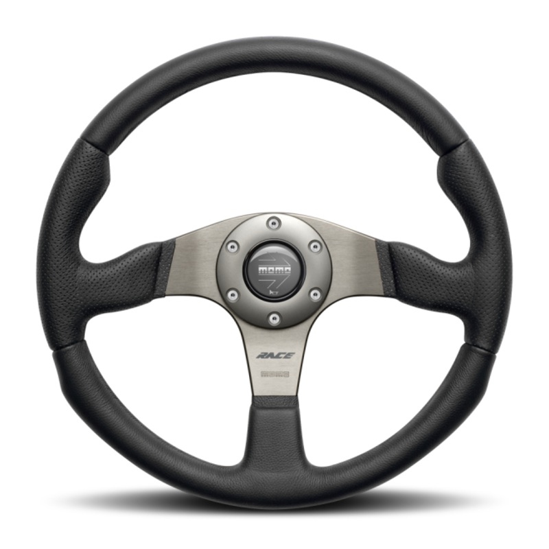 Momo Race Steering Wheel 350 mm - Black Leather/Anth Spokes
