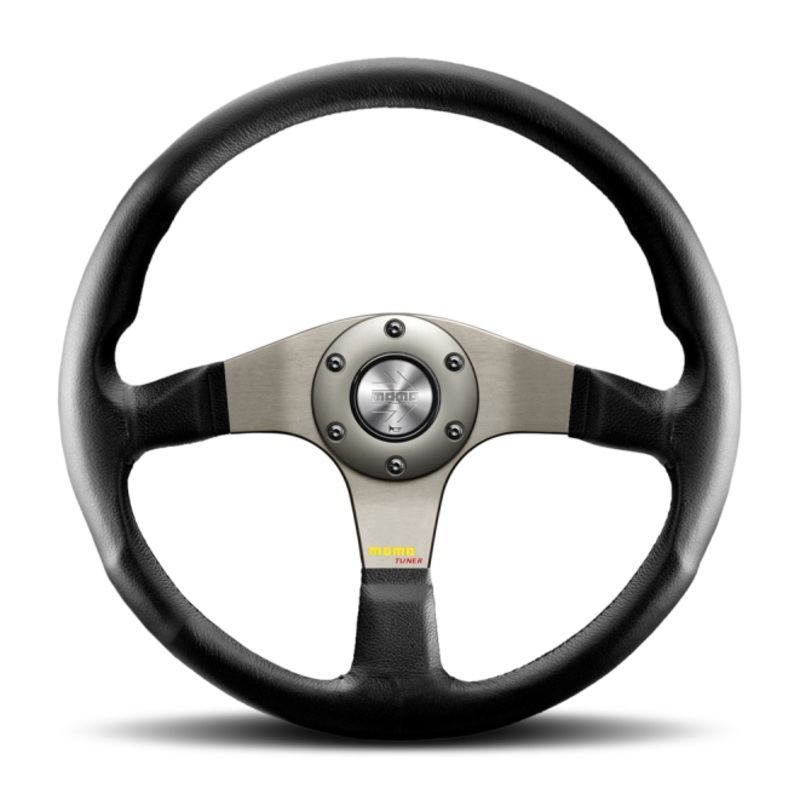 Momo Tuner Steering Wheel 350 mm - Black Leather/Red Stitch/Black Spokes