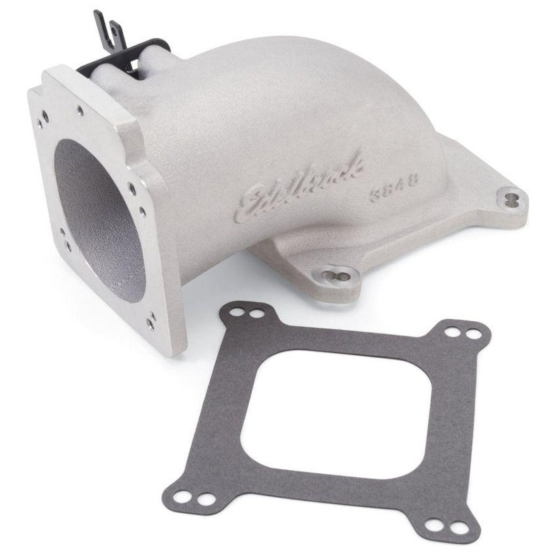 Edelbrock Low Profile Intake Elbow 90mm Throttle Body to Square-Bore Flange As-Cast Finish
