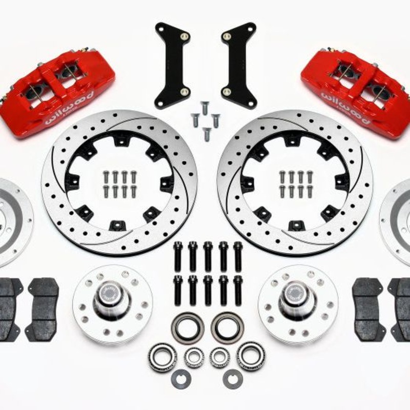 Wilwood Dynapro 6 Front Hub Kit 12.19in Drilled Red 79-87 GM G Body