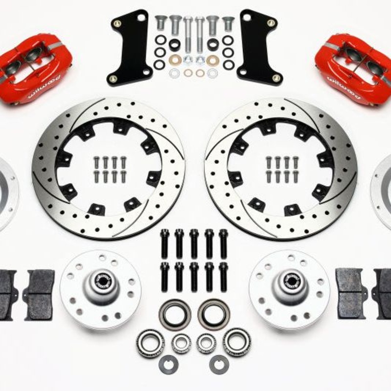 Wilwood Forged Dynalite Front Kit 12.19in Drilled Red 67-69 Camaro 64-72 Nova Chevelle