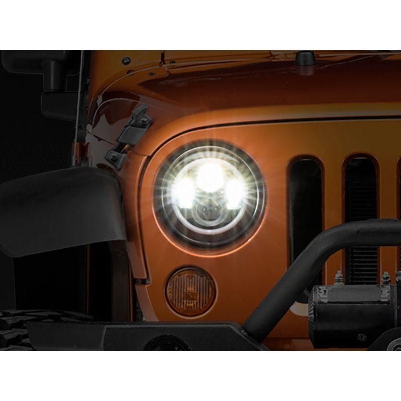 Raxiom 97-18 Jeep Wrangler TJ/JK Axial Halo Headlights w/ DRL Amber Signals- Blk Hsng (Clear Lens)