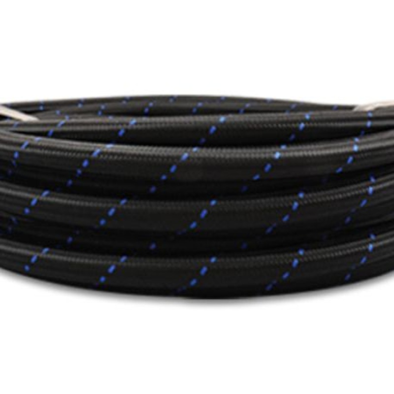 Vibrant -12 AN Two-Tone Black/Blue Nylon Braided Flex Hose (20 foot roll)