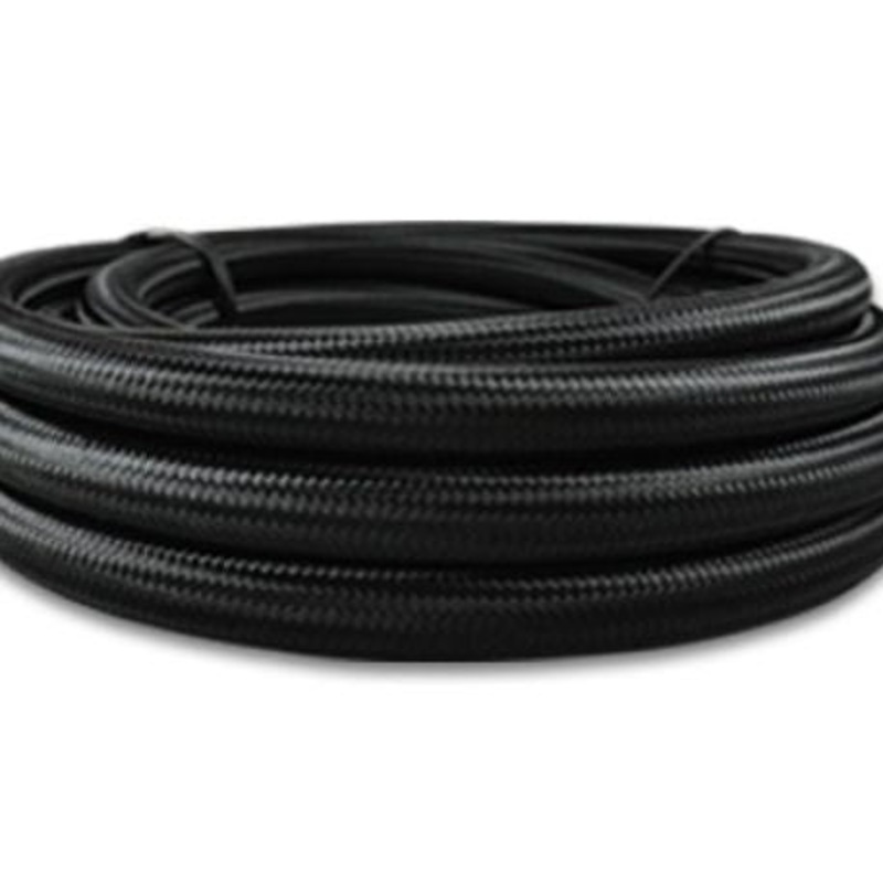 Vibrant -3 AN Black Nylon Braided Flex Hose w/PTFE Liner (20ft Roll)