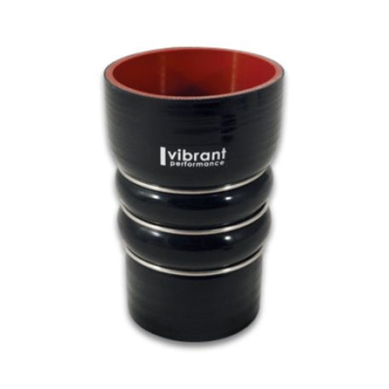 Vibrant Silicone Coupling 4 Ply Aramid CAC Hose 3in x 2.5in Inlet/Outlet - Black
