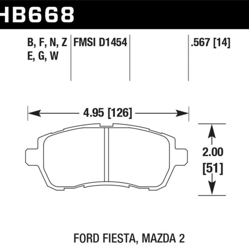 Hawk 11-12 Ford Fiesta S/SE/SEL / 11-12 Mazda 2 Sport/Touring DTC-60 Front Race Brake Pads