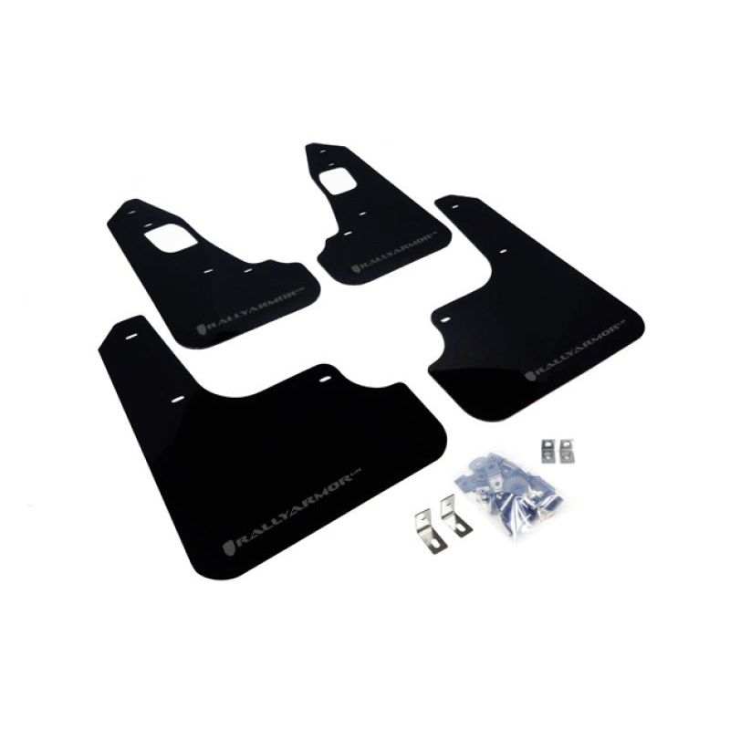 Rally Armor 08-17 Mitsubishi EVO X Black UR Mud Flap w/ Grey Logo