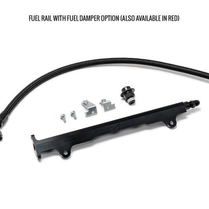 AMS Performance 08-15 Mitsubishi EVO X CNC Machined Aluminum Fuel Rail w/Pulsation Dampener - Red