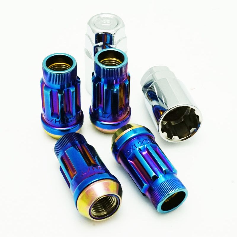 Wheel Mate Muteki SR45R Lug Nut Kit Lock Set 12x1.50 45mm - Burned Blue Neon