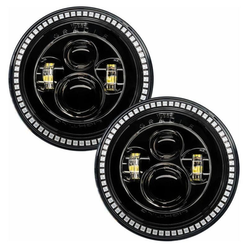 Oracle 7in High Powered LED Headlights - Black Bezel - ColorSHIFT No Controller SEE WARRANTY