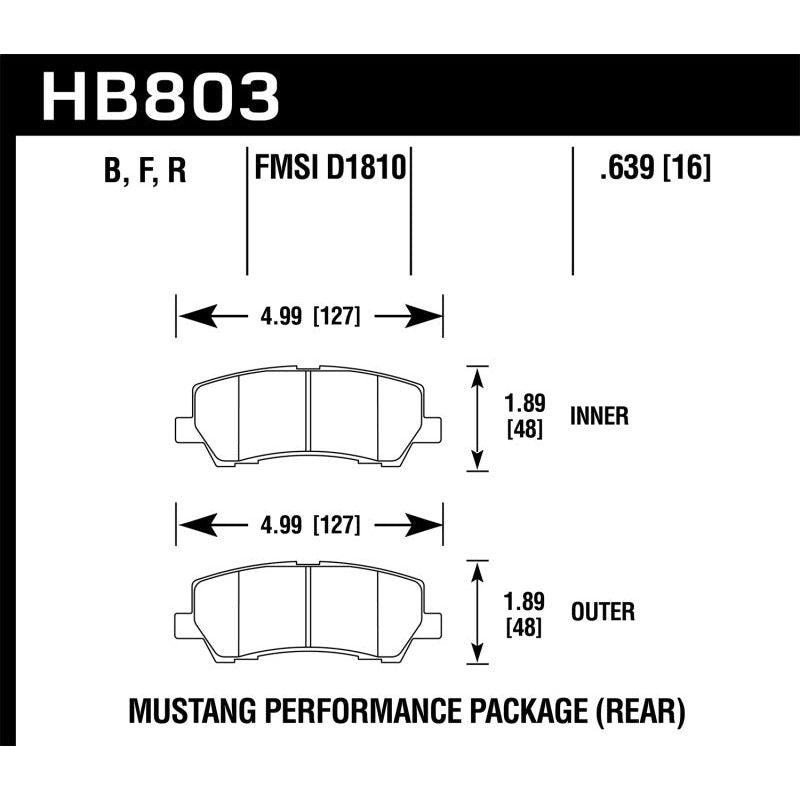 Hawk 15-20 Ford Mustang GT 5.0L / 16-17 Mustang Brembo Package DTC-30 Race Rear Brake Pads