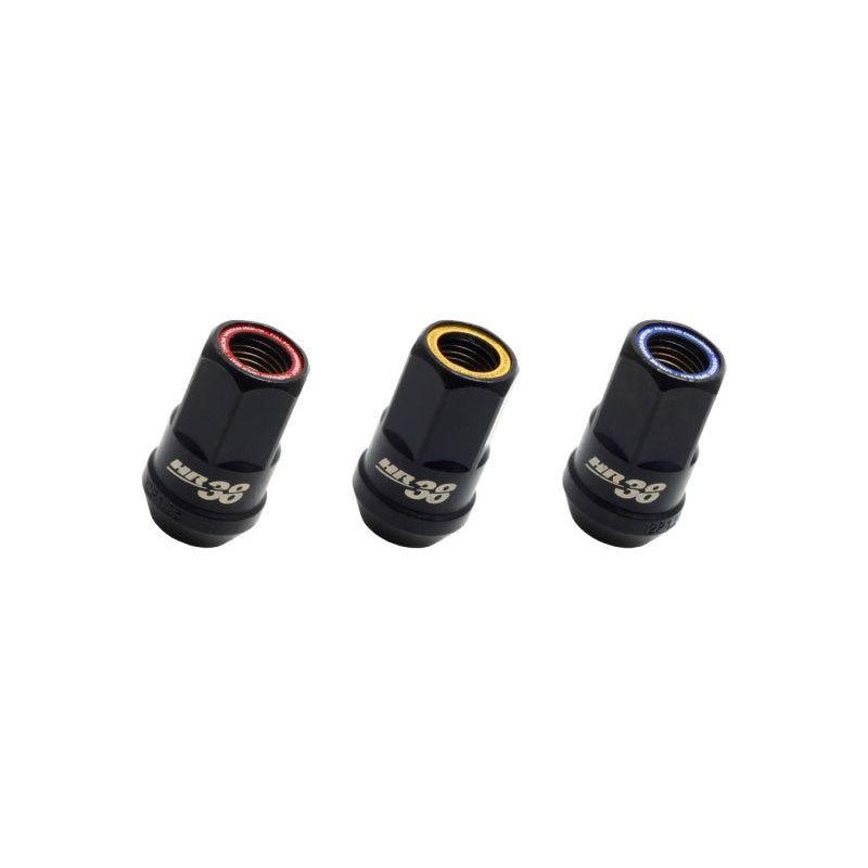 Wheel Mate Muteki HR38 Open End Lug Nuts 12x1.50 Black Chrome / Blue Ring