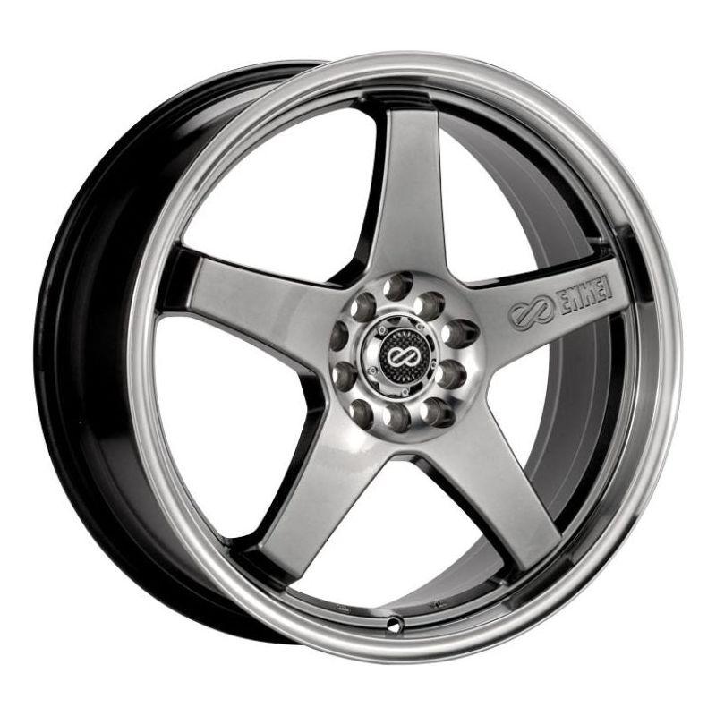 Enkei EV5 17x7 4x100/114.3 45mm Offset 72.6 Bore Diameter Hyper Black w/ Machined Lip Wheel