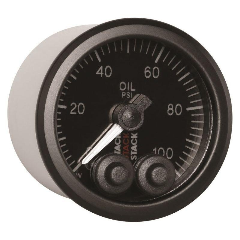 Autometer Stack Instruments Pro Control 52mm 0-100 PSI Oil Pressure Gauge - Black (1/8in NPTF Male)
