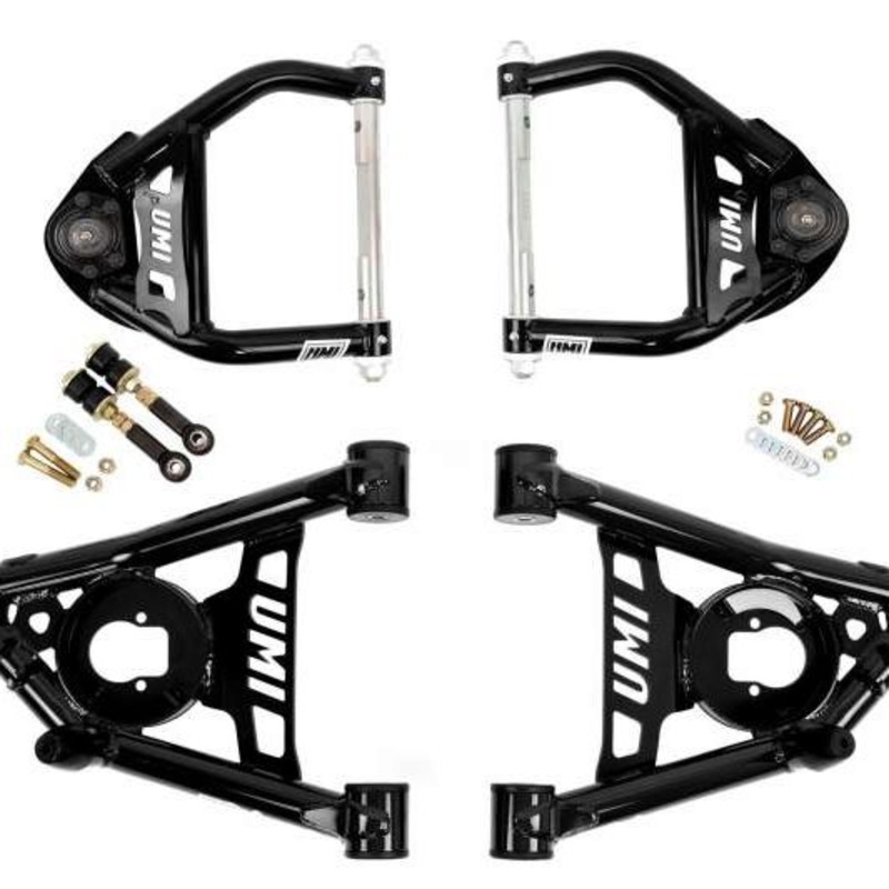 UMI Performance 64-72 GM A-Body Tubular Upper & Lower Front A-Arm Kit - Black