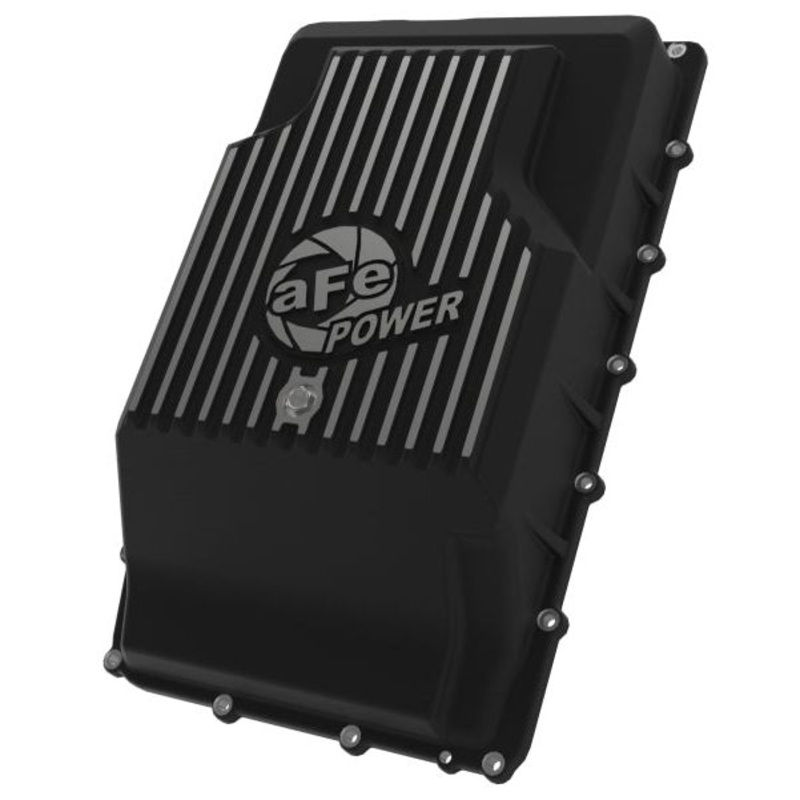 aFe 17-24 Ford F-150 10R60/10R80 Pro Series Rear Transmission Pan Black w/ Machined Fins