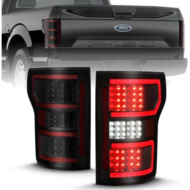 ANZO 18-19 Ford F-150 LED Taillight Black Housing Clear Lens Red Light Bar W/Sequential