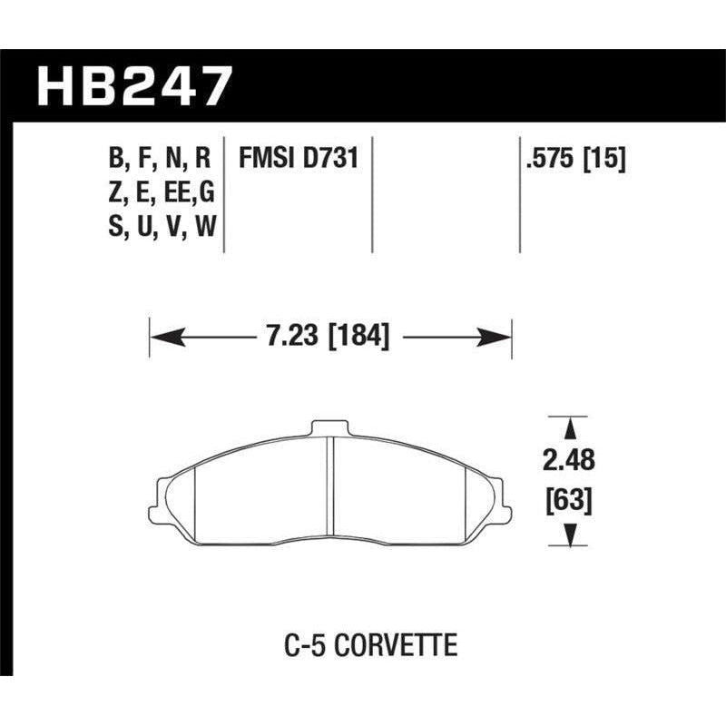 Hawk 04-09 Cadillac XLR / 01-04 Corvette Z06/ 05-06 Pontiac GTO DTC-60 Race Front Brake Pads
