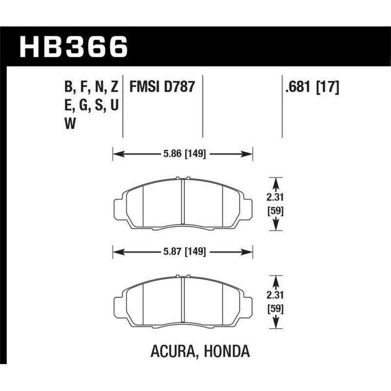 Hawk 04-10 Acura TSX / 99-08 TL / 01-03 CL / 03-10 Honda Accord EX DTC-60 Race Front Brake Pads