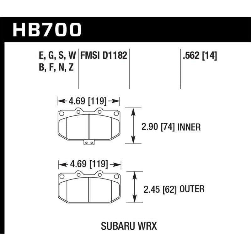 Hawk 06-07 Subaru Impreza WRX DTC-30 Front Race Brake Pads