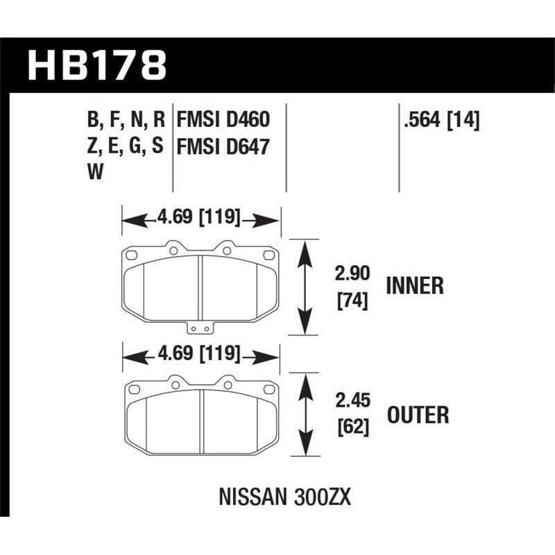 Hawk 06-07 WRX / 89-96 Nissan 300ZX / 89-93 Skyline GT-R DOTC-60 Front Race Pads