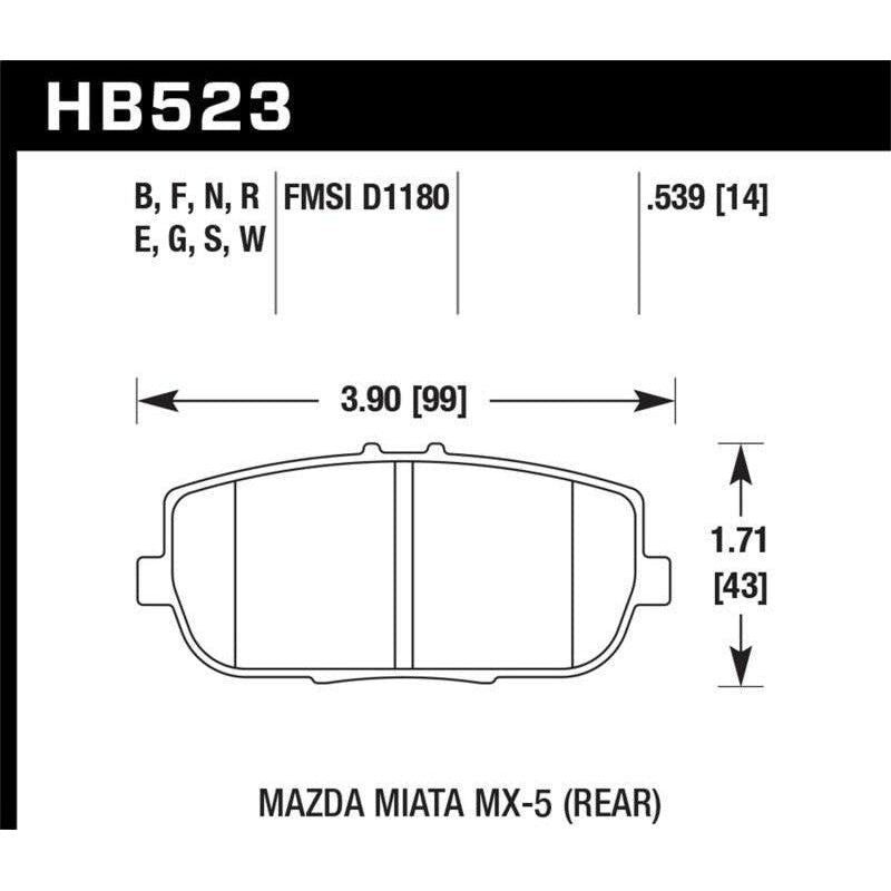 Hawk 06-11 Mazda Miata MX-5 Rear DTC-60 Race Brake Pads