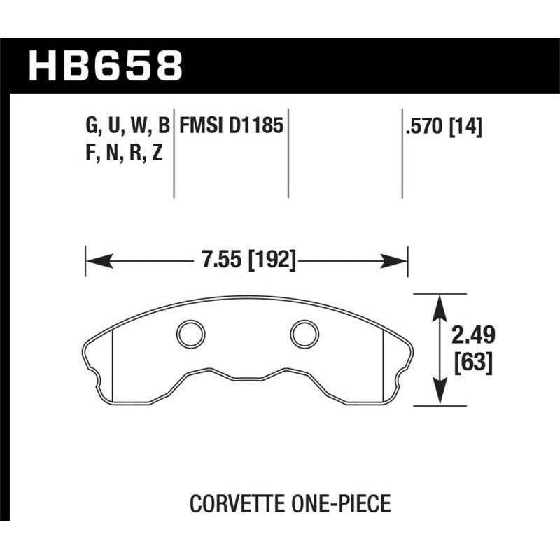 Hawk 06-13 Chevrolet Corvette Z06 DTC-60 Race Front Brake Pads (One Piece)