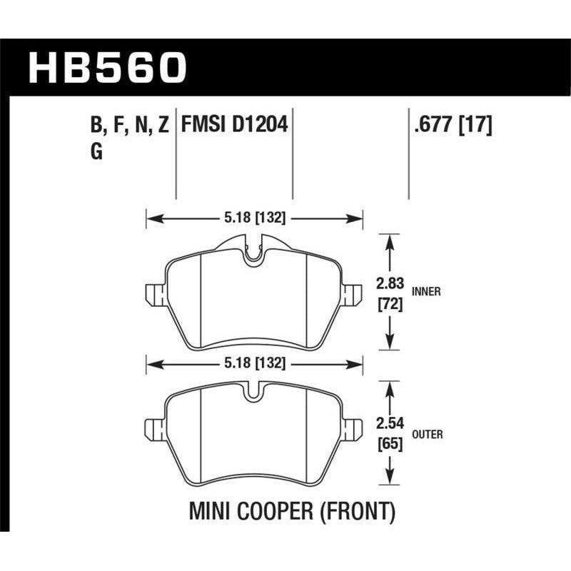 Hawk 06-15 Mini Cooper DTC-60 Race Front Brake Pads