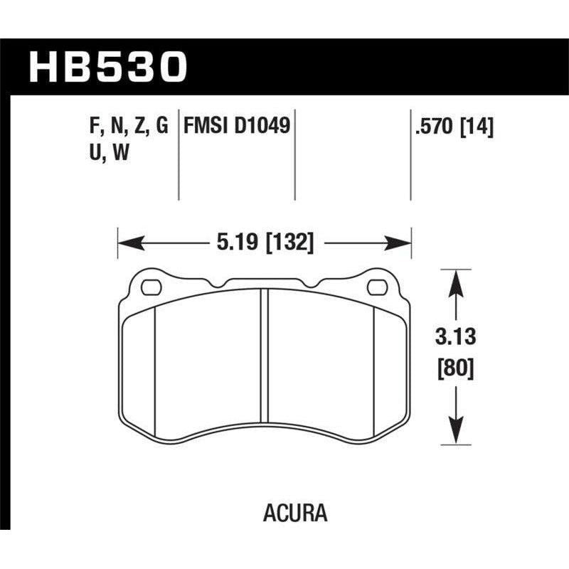 Hawk 07-08 Acura TL Type S DTC-60 Race Front Brake Pads