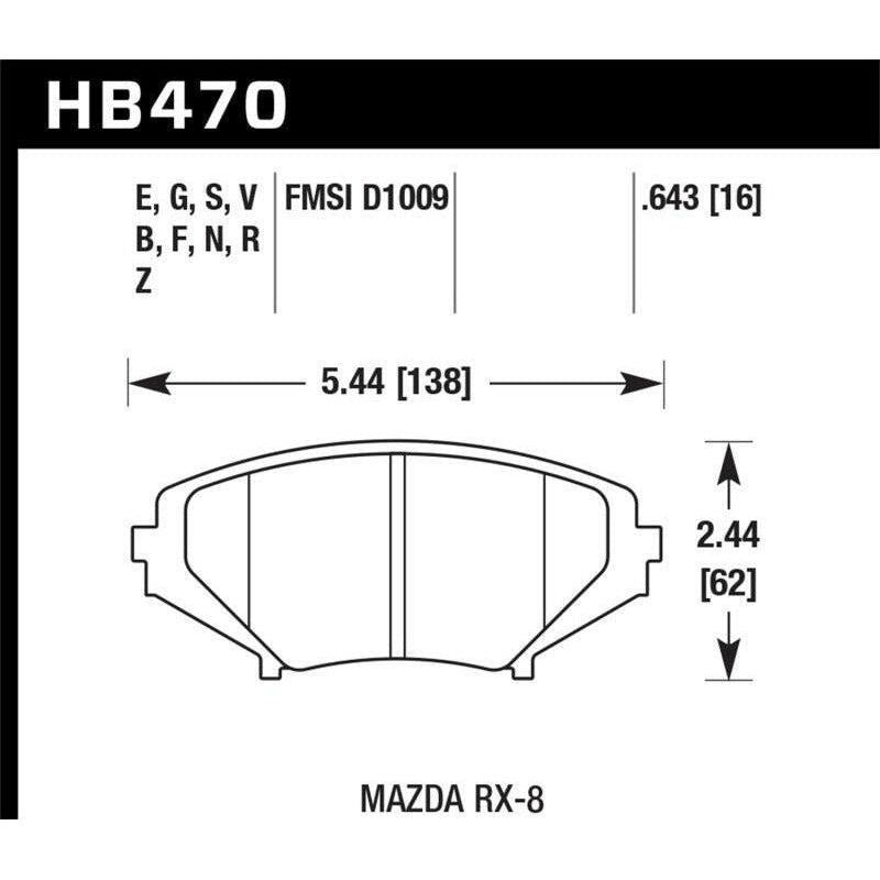 Hawk 08-10 Mazda RX-8 Grand Touring/Sport/Touring / 04-07 RX-8 DTC-60 Race Front Brake Pads