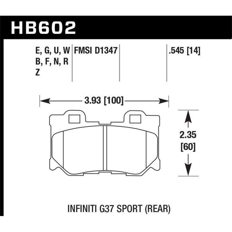 Hawk 10-11 Infiniti FX50 / 09-10 G37 / 09-10 Nissan 370Z DTC-70 Race Rear Brake Pads