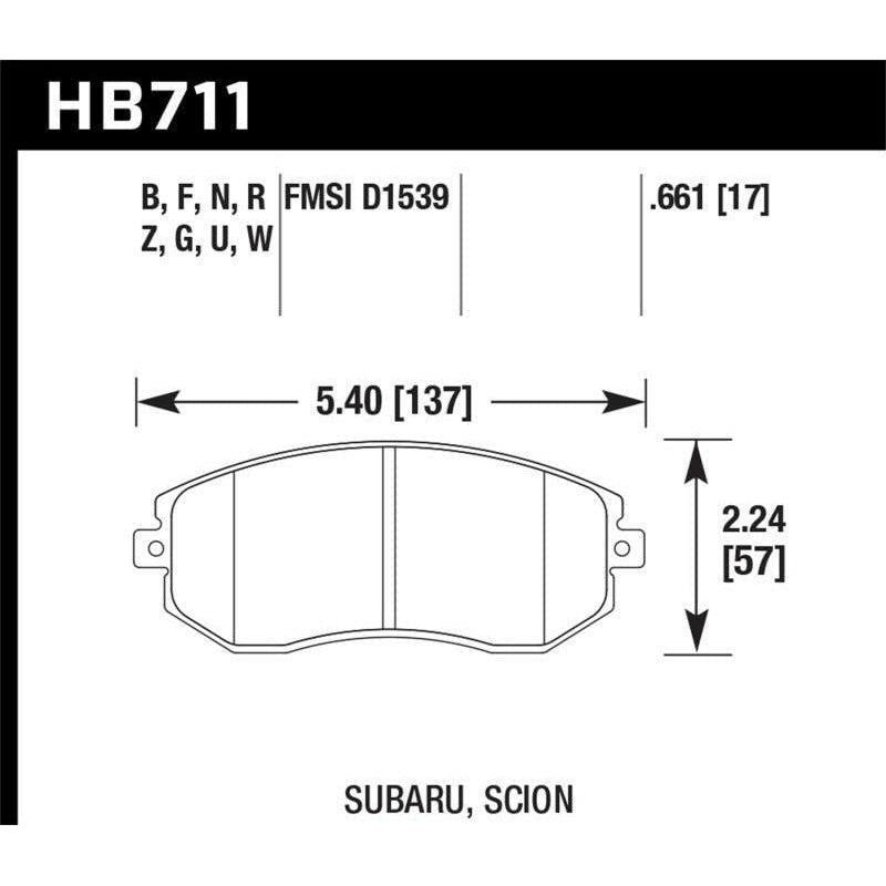Hawk 13 Subaru BRZ/13 Legacy 2.5i / 13 Scion FR-S DTC-70 Front Race Brake Pads