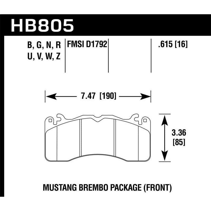 Hawk 15-17 Ford Mustang Brembo Package DTC-70 Front Brake Pads