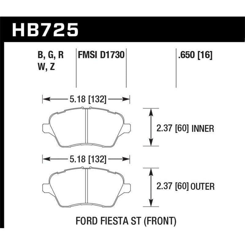 Hawk 2014 Ford Fiesta ST DTC30 Front Brake Pads