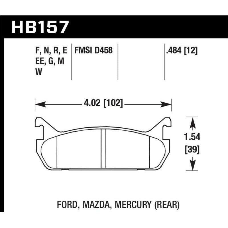 Hawk 89-93 Miata Blue 9012 Race Rear Brake Pads D458