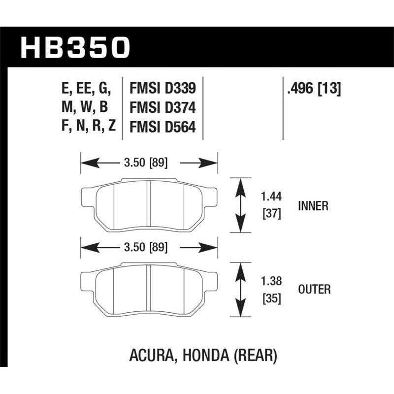 Hawk 90-01 Acura Integra (excl Type R) / 98-00 Civic Coupe Si DTC-60 Race Rear Brake Pads