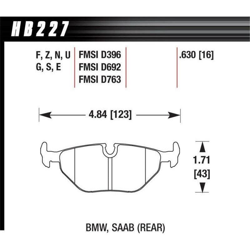 Hawk 92-95 BMW 325iS DTC-60 Race Rear Brake Pads