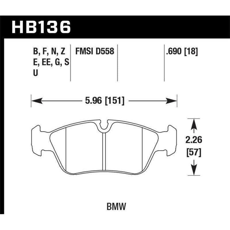 Hawk 92-99 BMW 318 Series / 01-07 325 Series / 98-00 328 Series Blue 9012 Race Front Brake Pads