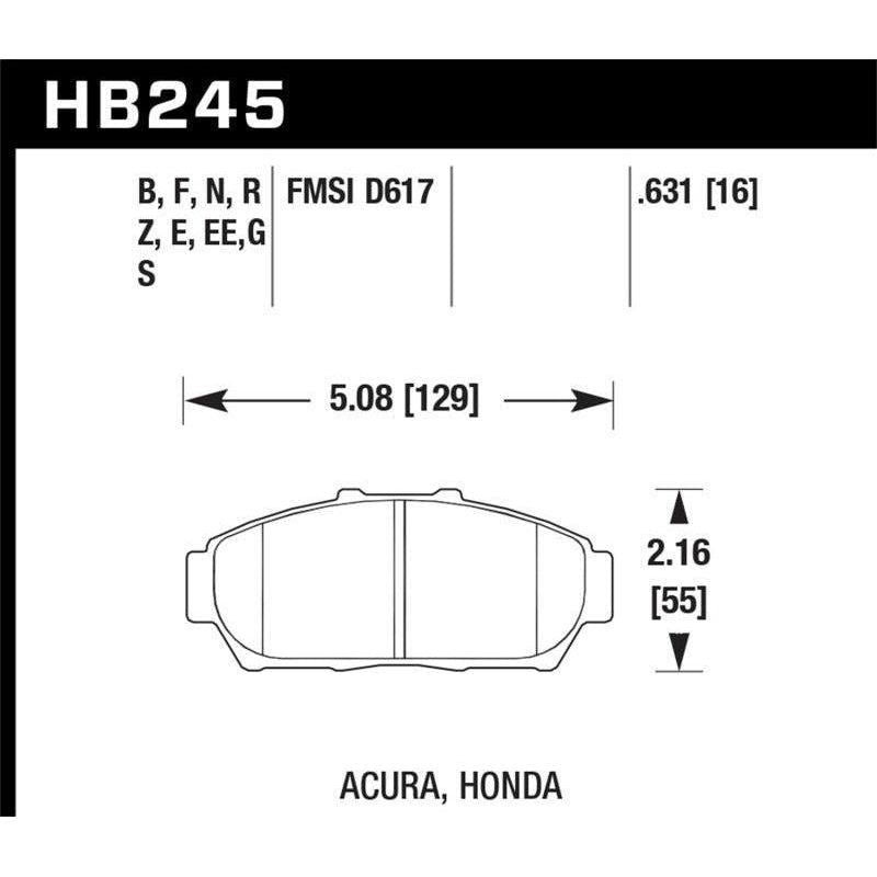 Hawk 94-01 Acura Integra (excl Type R)  DTC-60 Race Front Brake Pads