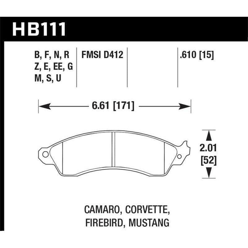 Hawk 94-04 Mustang Cobra / 88-95 Corvette 5.7L / 88-92 Camaro w/ Hvy Duty Brakes Front DTC-70 Pads