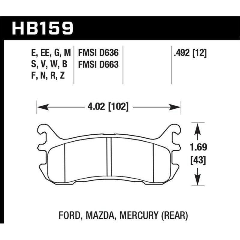 Hawk 94-05 Miata / 01-05 Normal Suspension Blue 9012 Race Rear Brake Pads (D636)