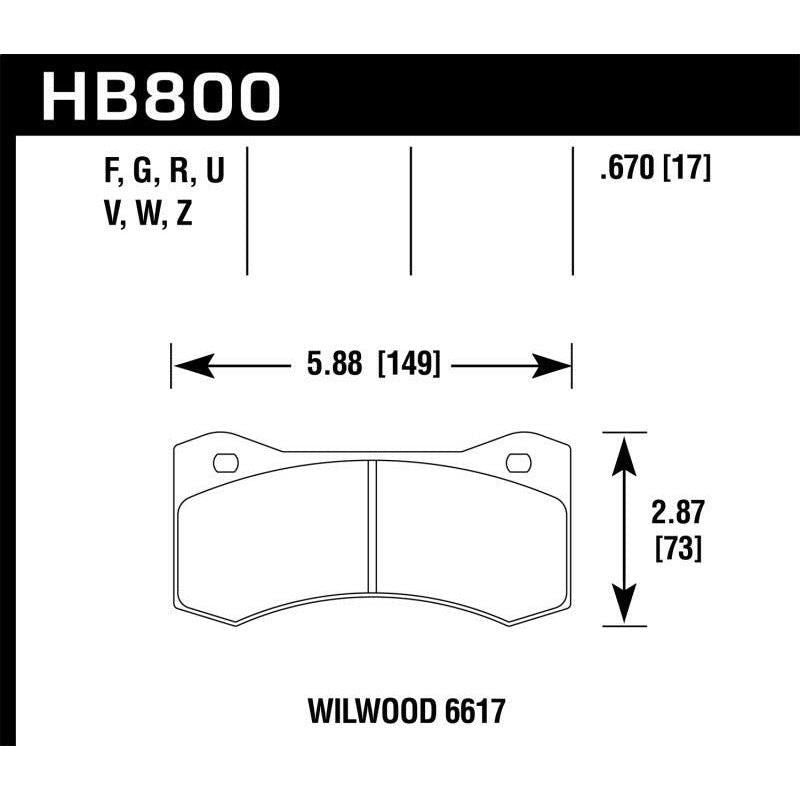 Hawk Willwood 6617 Caliper DTC-70 Race Brake Pads