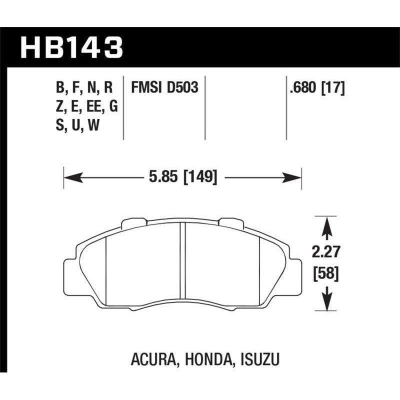 Hawk Acura / Honda / Isuzu DTC-70 Race Front Brake Pads