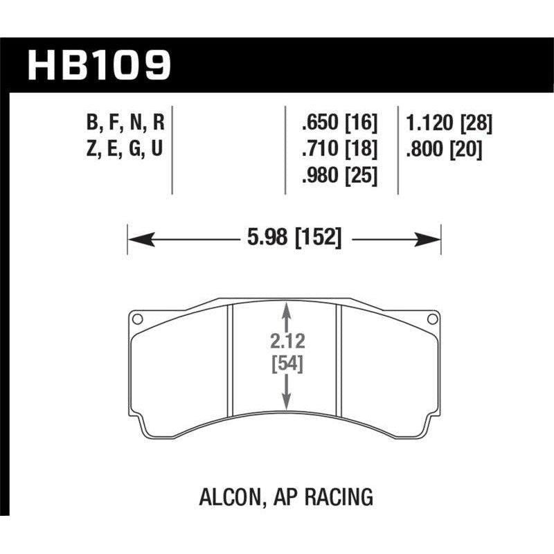 Hawk Alcon TA-6 / AP Racing CP5060-2/3/4/5ST /  AP Racing CP5555 / Rotora FC6 DTC-70 Race Brake Pads